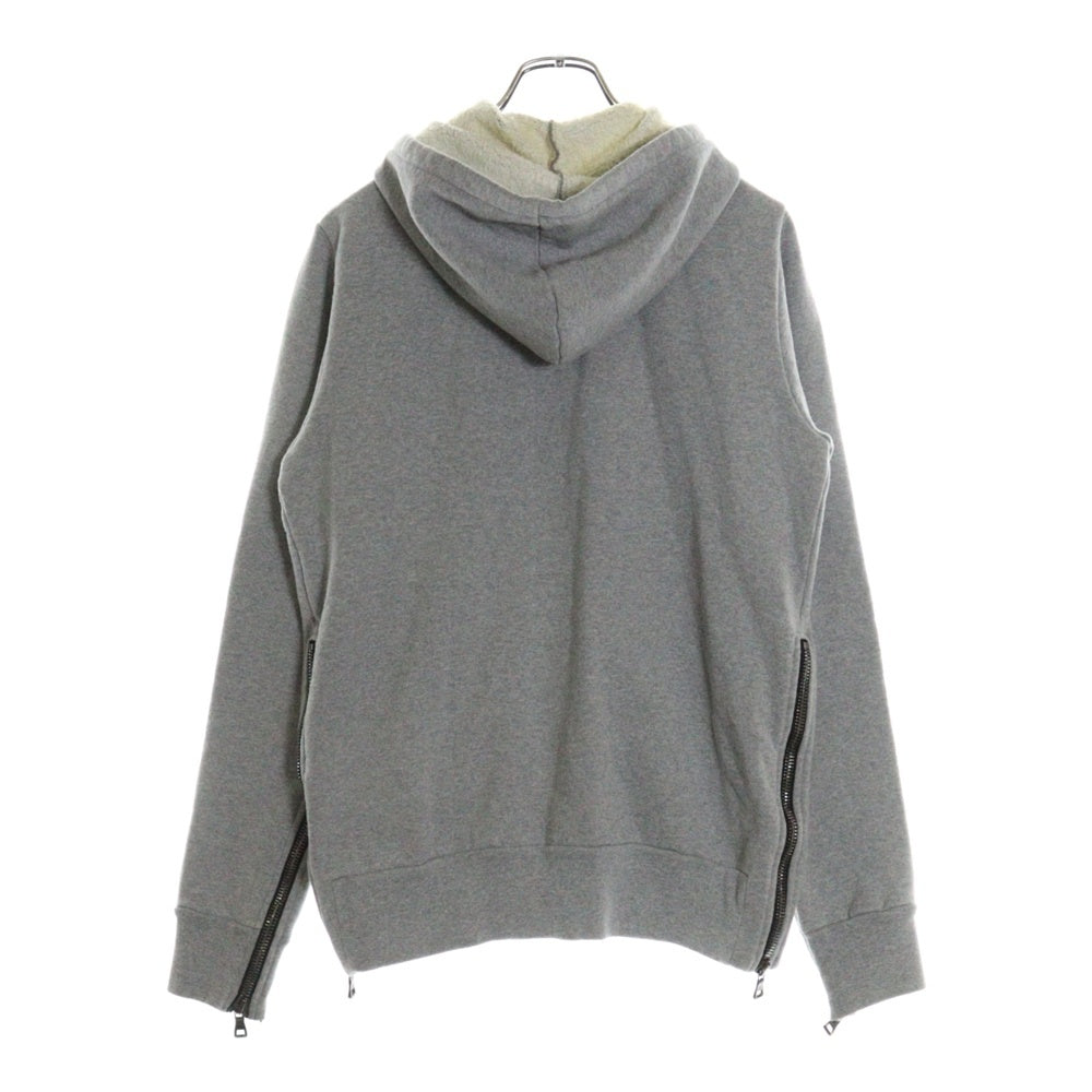 BALMAIN(バルマン) サイドジップ コットン ジップアップスウェットパーカー グレー J658B203