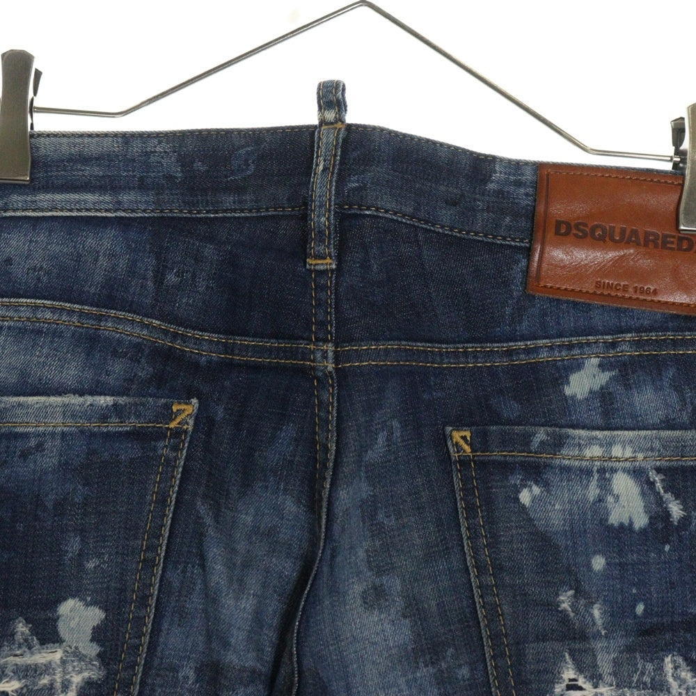 DSQUARED2(ディースクエアード) 17SS Slim Jean ダメージ加工 ボタンフライ スリムフィット デニムパンツ インディゴ S74LB0102