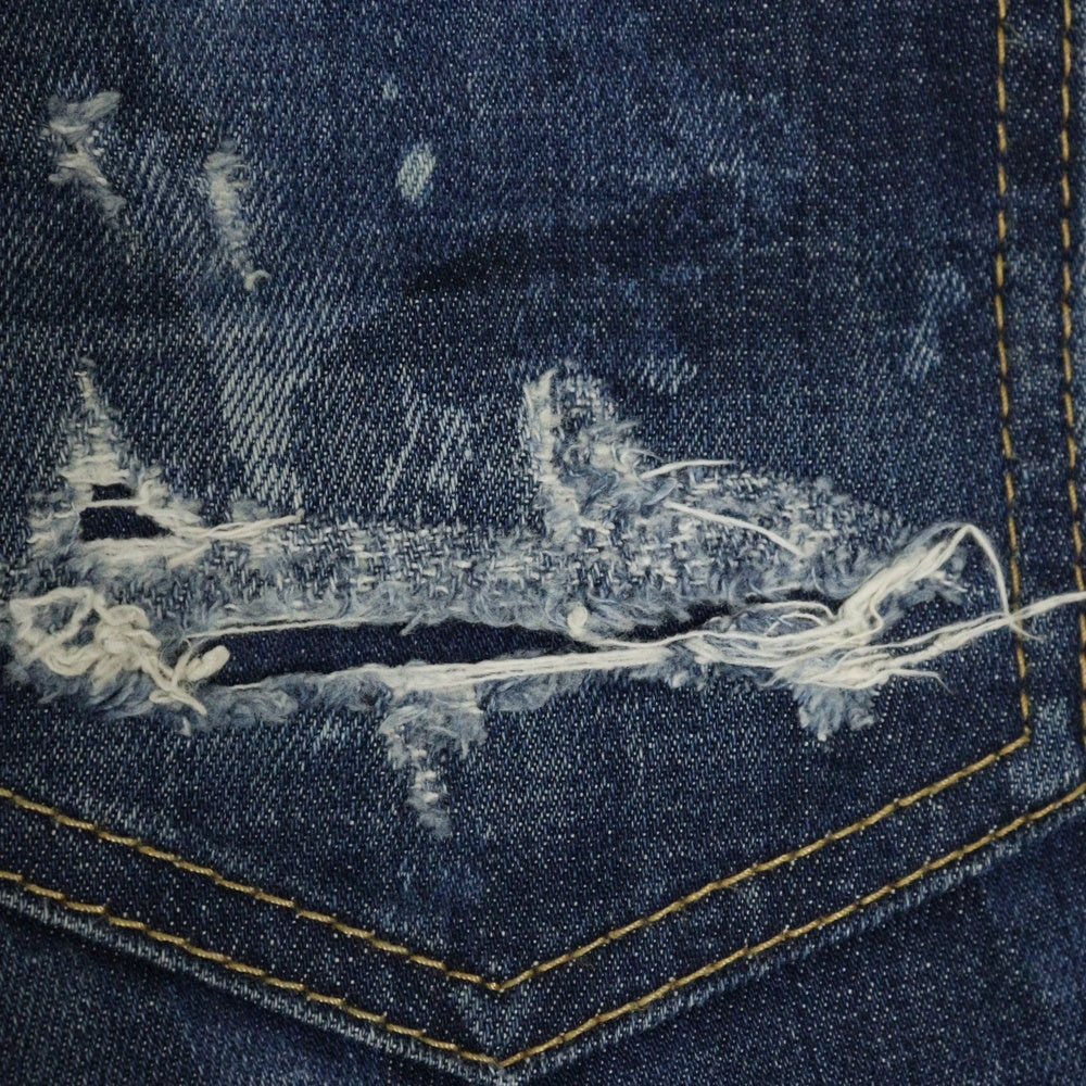DSQUARED2(ディースクエアード) 17SS Slim Jean ダメージ加工 ボタンフライ スリムフィット デニムパンツ インディゴ S74LB0102