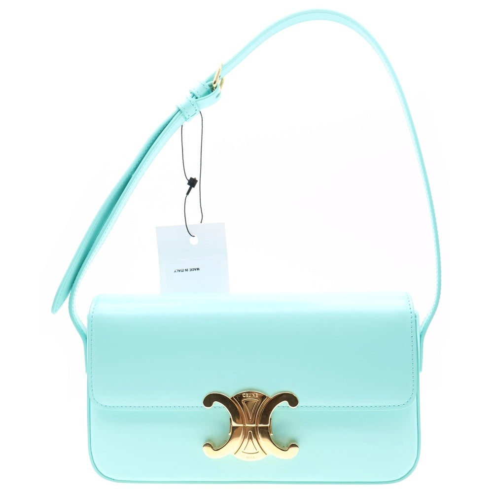 CELINE(セリーヌ) TRIOMPHE SHOULDER BAG トリオンフ クロード インターンロック シャイニーカーフスキン ショルダーバッグ レディース ブルー 194143BF4