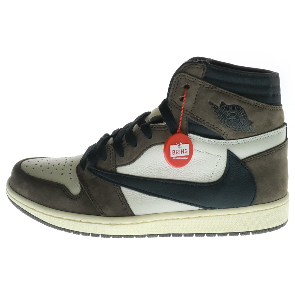 NIKE(ナイキ) ×TRAVIS SCOTT AIR JORDAN 1 HIGH OG TS SP トラヴィススコット エアジョーダン ハイカットスニーカー ブラウン/ホワイト US10/28cm CD4487-100