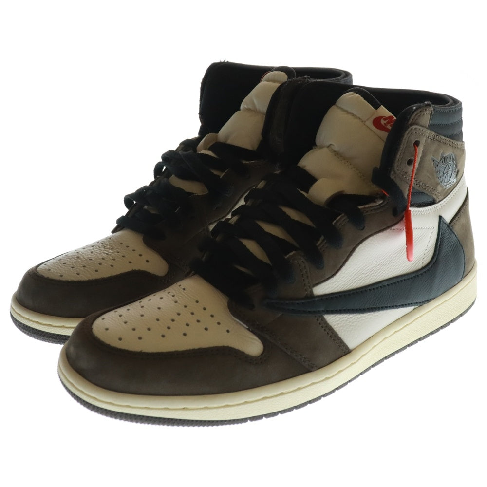 NIKE(ナイキ) ×TRAVIS SCOTT AIR JORDAN 1 HIGH OG TS SP トラヴィススコット エアジョーダン ハイカットスニーカー ブラウン/ホワイト US10/28cm CD4487-100