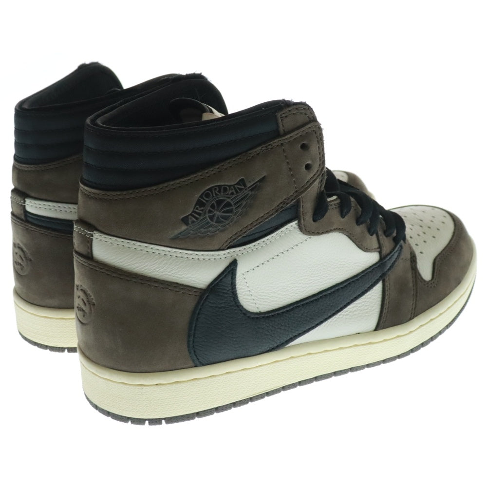 NIKE(ナイキ) ×TRAVIS SCOTT AIR JORDAN 1 HIGH OG TS SP トラヴィススコット エアジョーダン ハイカットスニーカー ブラウン/ホワイト US10/28cm CD4487-100