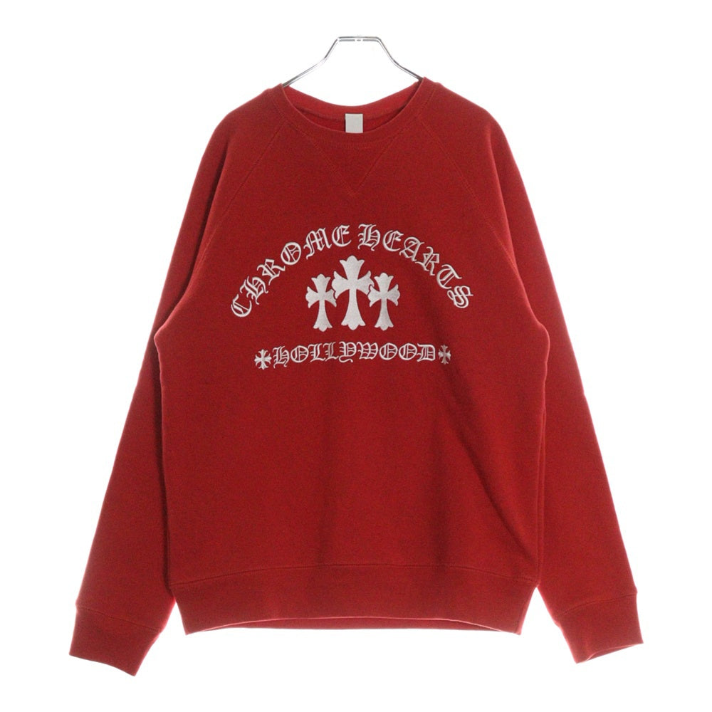 CHROME HEARTS(クロムハーツ) Y NOT Cemetery Cross Crewneck Sweat ワイノット セメタリークロス クルーネック スウェットトレーナー レッド
