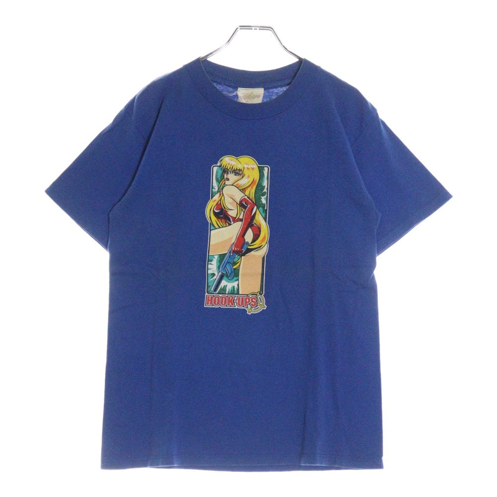 VINTAGE(ヴィンテージ) 90S VINTAGE HOOK UPS ヴィンテージ フック アップス フロントプリント クルーネック半袖Tシャツ カットソー ブルー
