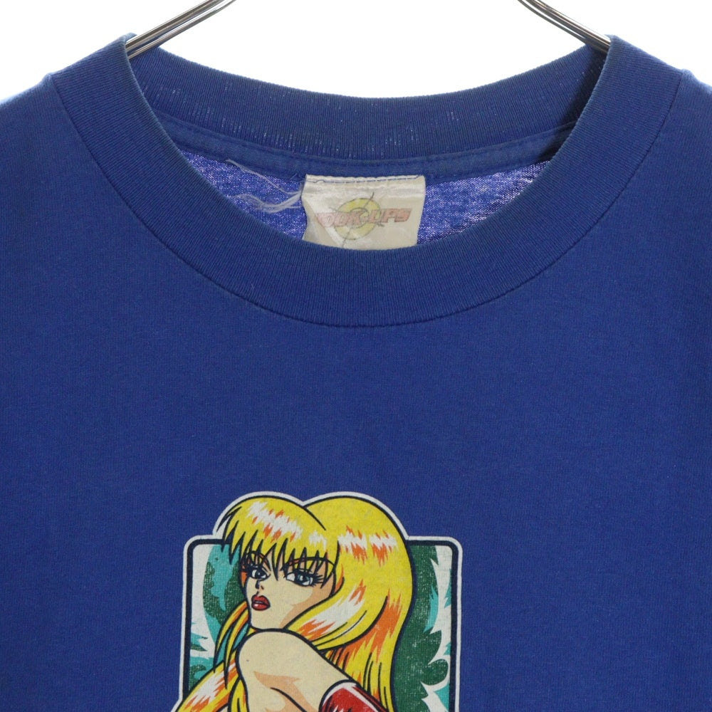 VINTAGE(ヴィンテージ) 90S VINTAGE HOOK UPS ヴィンテージ フック アップス フロントプリント クルーネック半袖Tシャツ カットソー ブルー