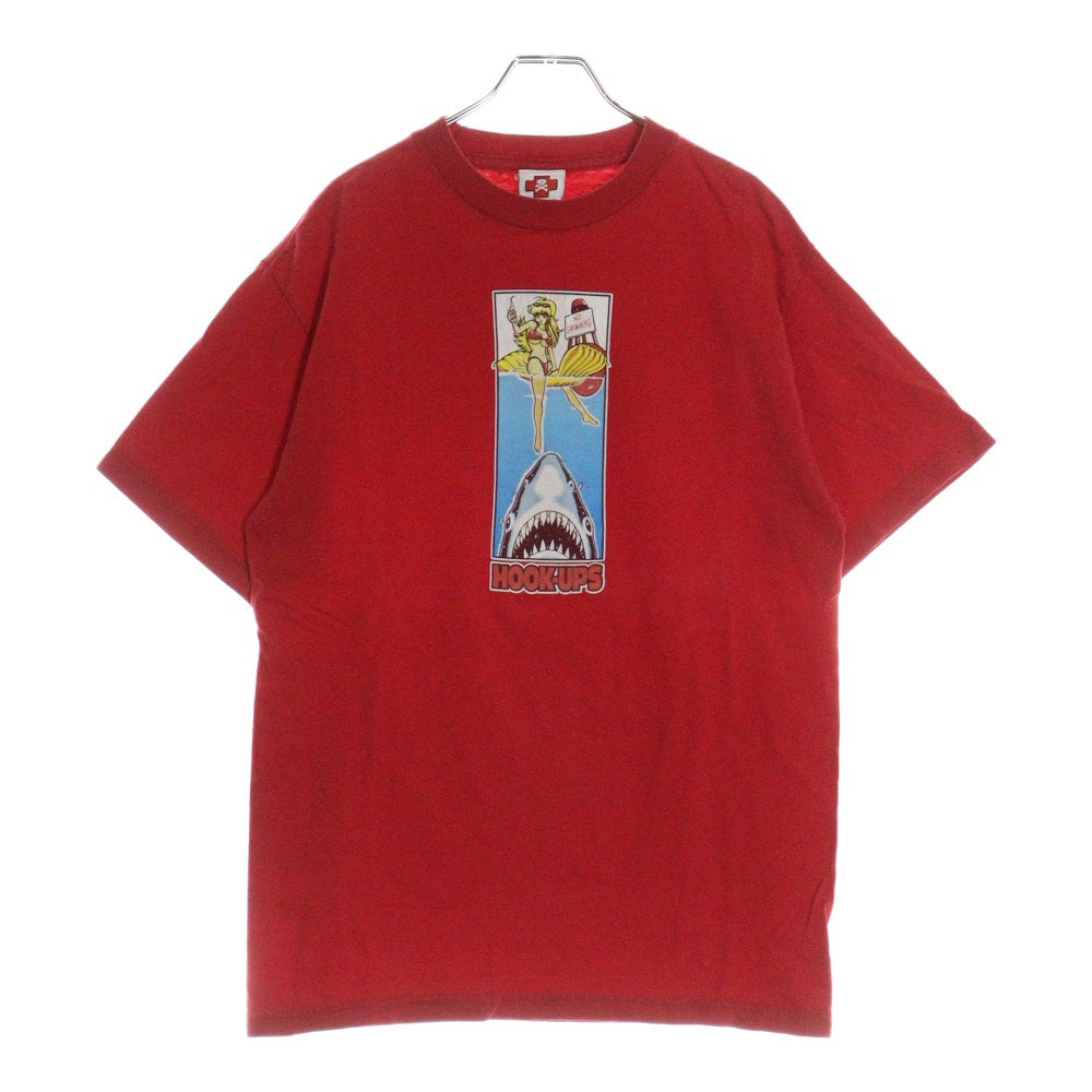 VINTAGE(ヴィンテージ) 90S VINTAGE HOOK UPS ヴィンテージ フック アップス フロントプリント クルーネック半袖Tシャツ カットソー レッド