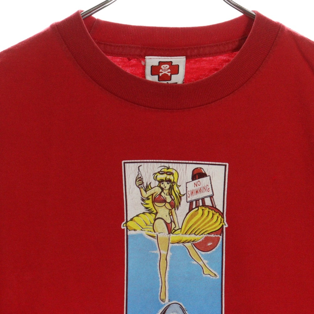 VINTAGE(ヴィンテージ) 90S VINTAGE HOOK UPS ヴィンテージ フック アップス フロントプリント クルーネック半袖Tシャツ カットソー レッド