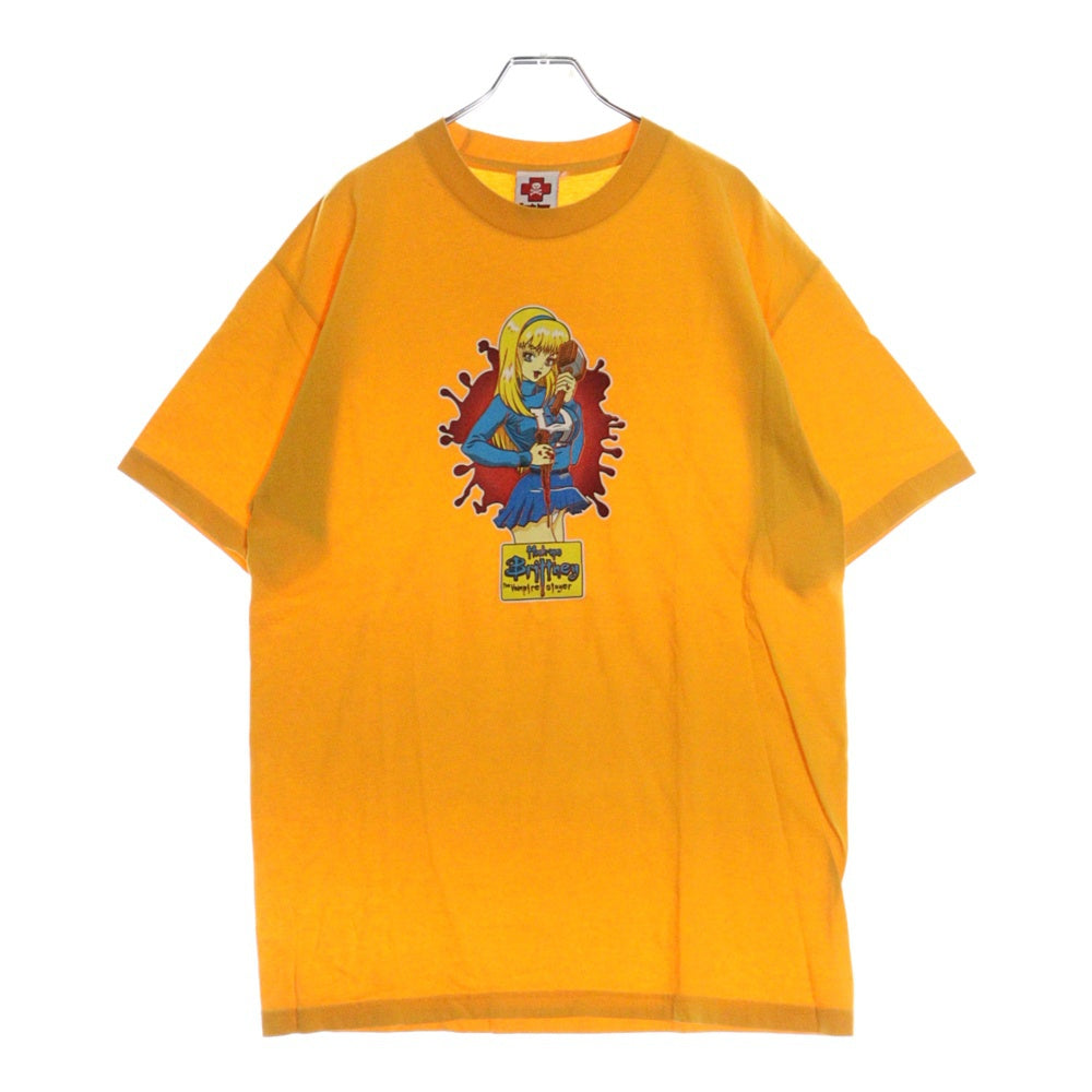 VINTAGE(ヴィンテージ) 90S VINTAGE HOOK UPS ヴィンテージ フック アップス フロントプリント クルーネック半袖Tシャツ カットソー イエロー