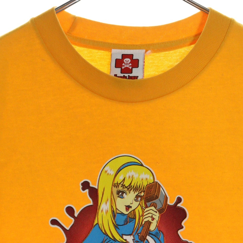 VINTAGE(ヴィンテージ) 90S VINTAGE HOOK UPS ヴィンテージ フック アップス フロントプリント クルーネック半袖Tシャツ カットソー イエロー