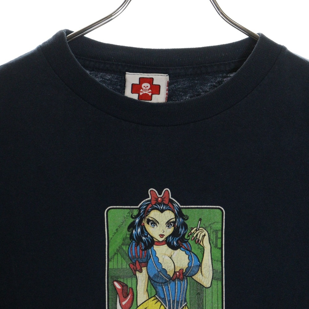 VINTAGE(ヴィンテージ) 90S VINTAGE HOOK UPS ヴィンテージ フック アップス フロントプリント クルーネック半袖Tシャツ カットソー ネイビー