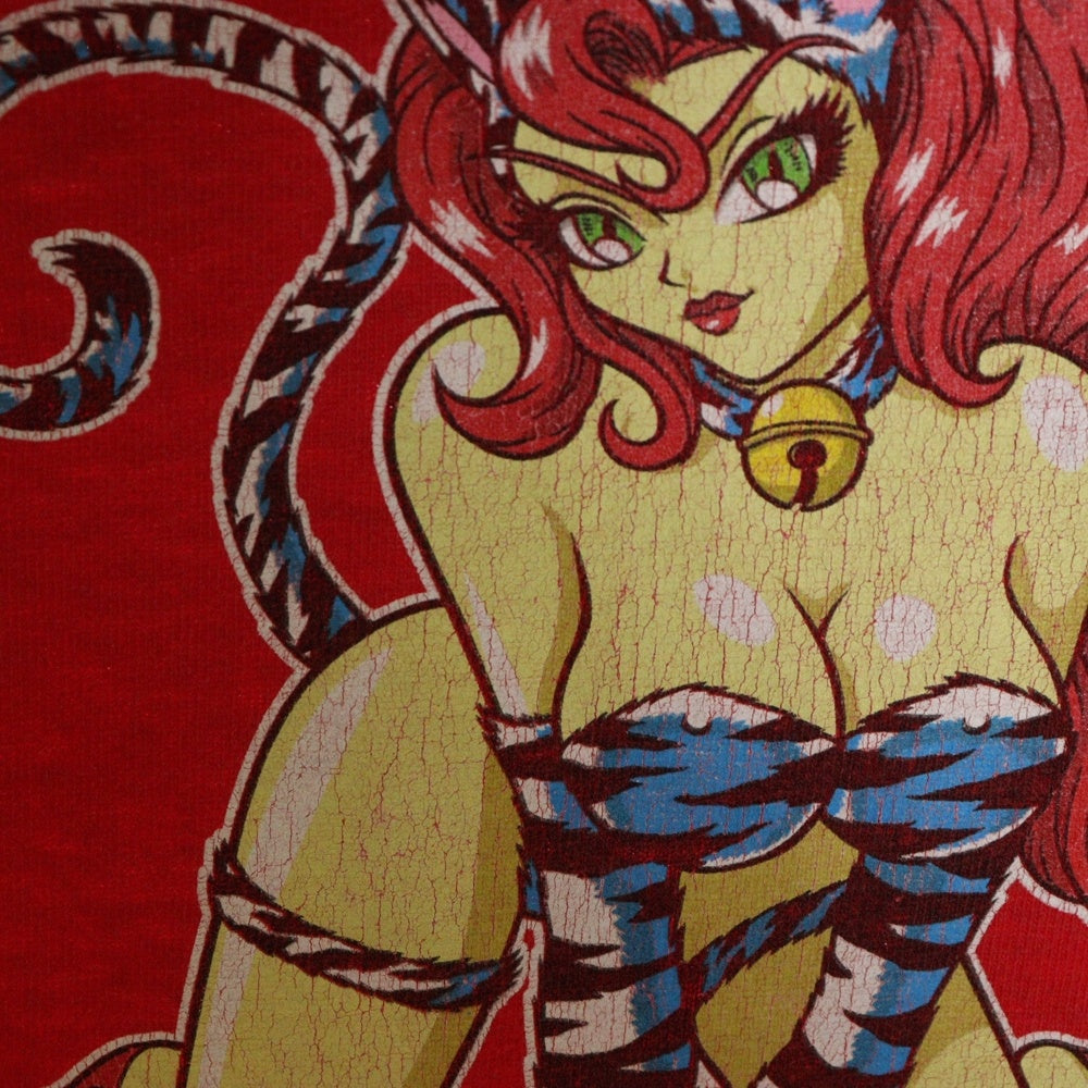 VINTAGE(ヴィンテージ) HOOK UPS フック アップス フロントプリント クルーネック半袖Tシャツ カットソー レッド