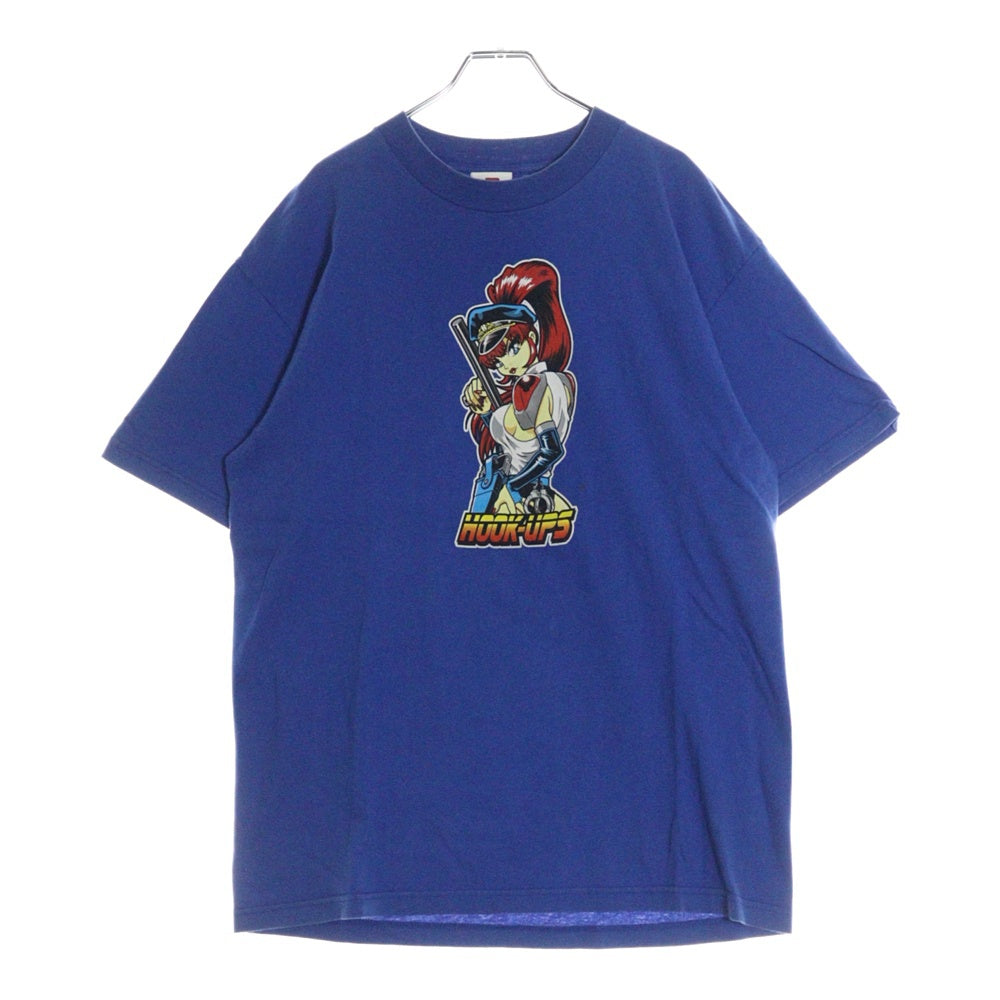 VINTAGE(ヴィンテージ) 90S VINTAGE HOOK UPS ヴィンテージ フック アップス フロントプリント クルーネック半袖Tシャツ カットソー ブルー