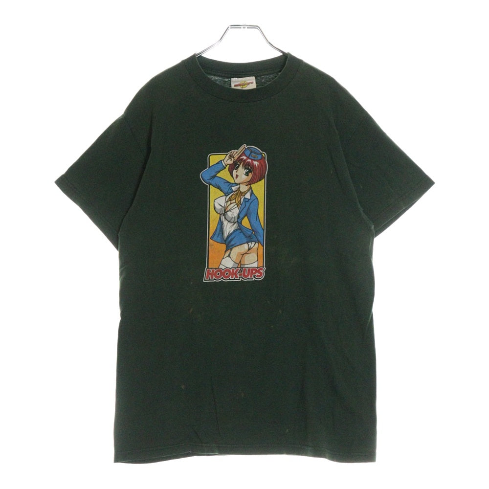 VINTAGE(ヴィンテージ) 90S VINTAGE HOOK UPS ヴィンテージ フック アップス フロントプリント クルーネック半袖Tシャツ カットソー グリーン
