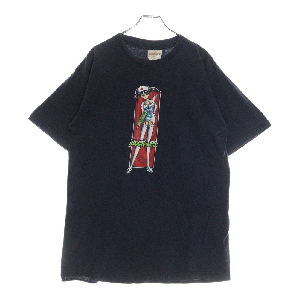 VINTAGE(ヴィンテージ) VINTAGE HOOK UPS ヴィンテージ フック アップス フロントプリント クルーネック半袖Tシャツ カットソー ブラック