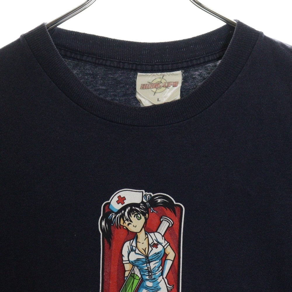 VINTAGE(ヴィンテージ) VINTAGE HOOK UPS ヴィンテージ フック アップス フロントプリント クルーネック半袖Tシャツ カットソー ブラック