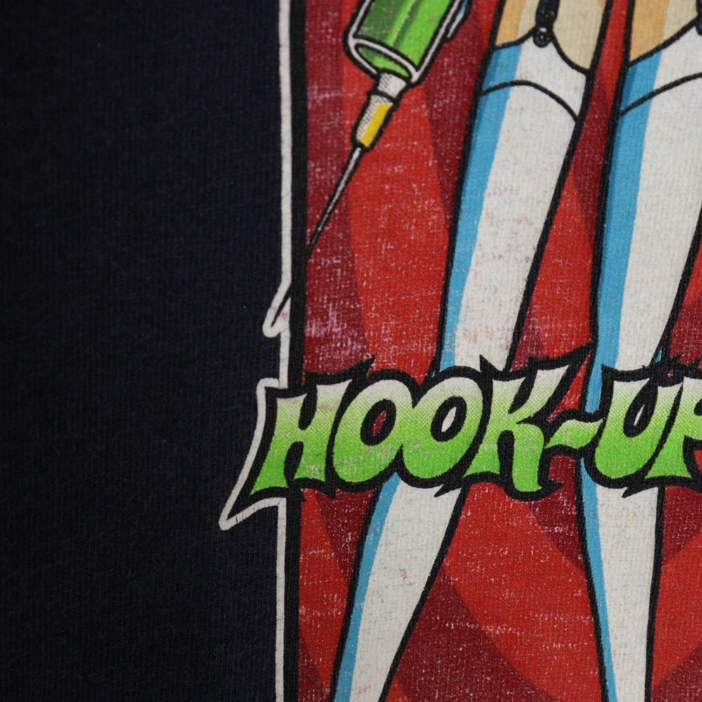 VINTAGE(ヴィンテージ) VINTAGE HOOK UPS ヴィンテージ フック アップス フロントプリント クルーネック半袖Tシャツ カットソー ブラック