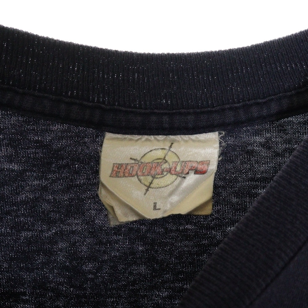 VINTAGE(ヴィンテージ) VINTAGE HOOK UPS ヴィンテージ フック アップス フロントプリント クルーネック半袖Tシャツ カットソー ブラック