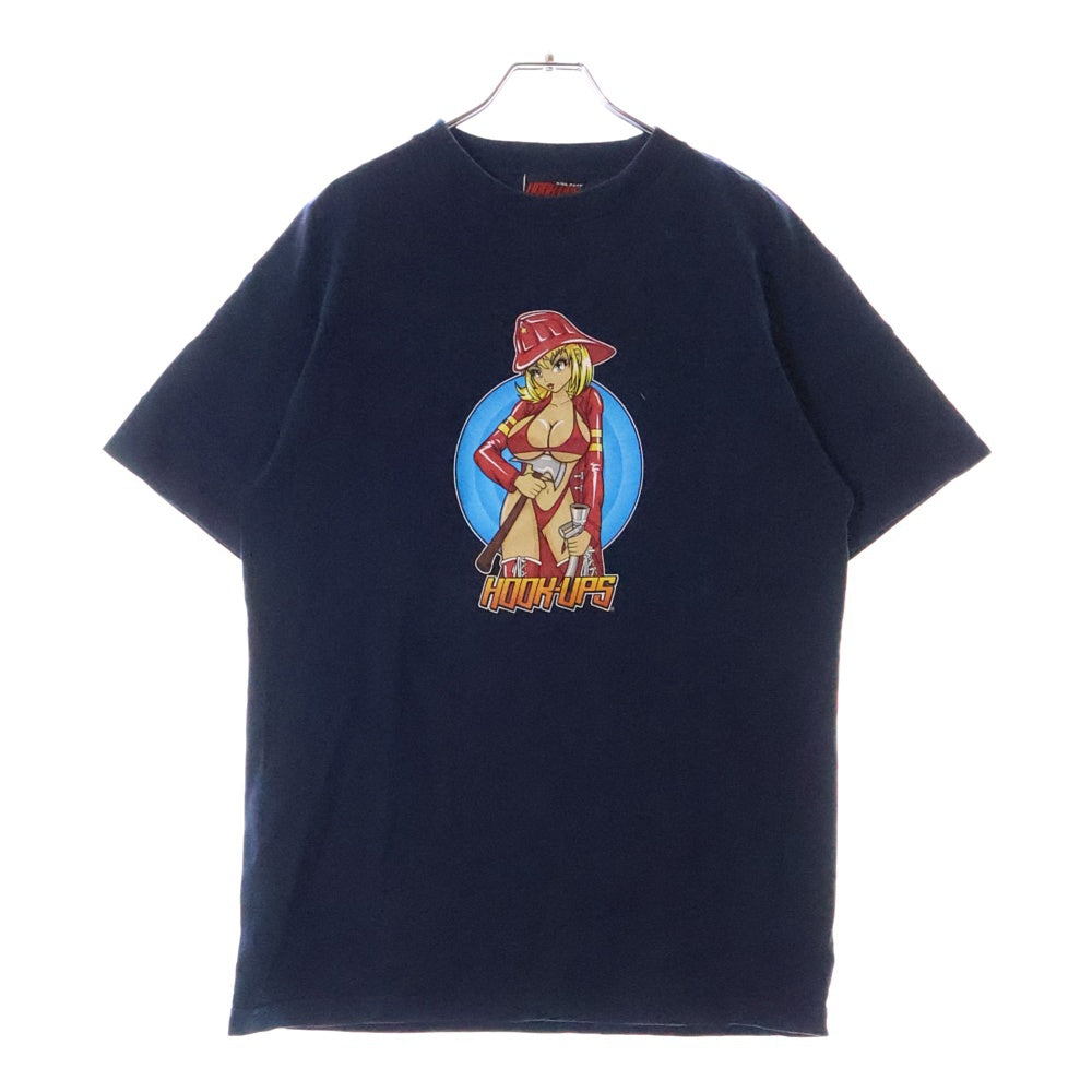 VINTAGE(ヴィンテージ) VINTAGE HOOK UPS ヴィンテージ フック アップス フロントプリント クルーネック半袖Tシャツ カットソー ネイビー