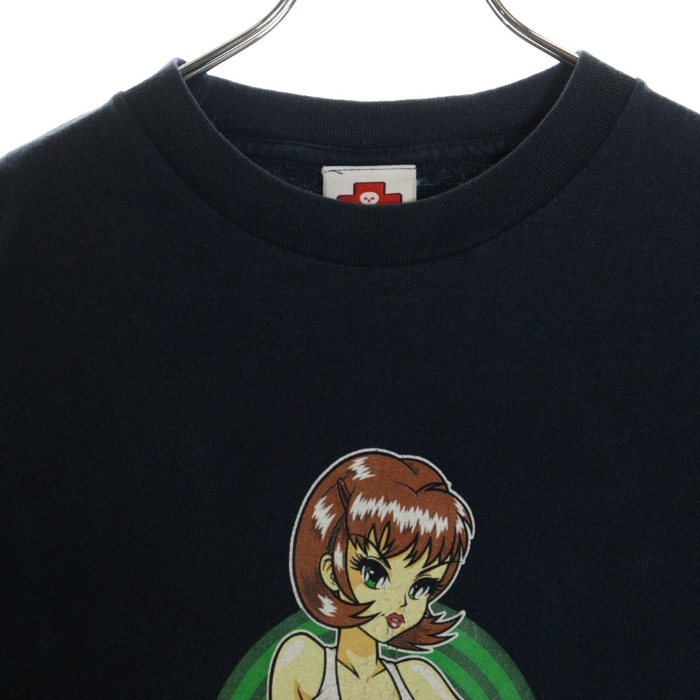 VINTAGE(ヴィンテージ) 90S VINTAGE HOOK UPS ヴィンテージ フック アップス フロントプリント クルーネック半袖Tシャツ カットソー ネイビー