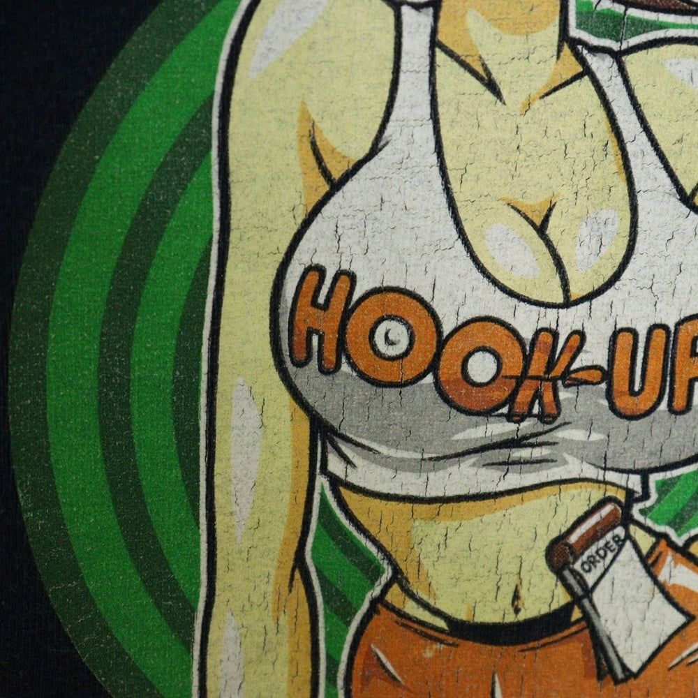 VINTAGE(ヴィンテージ) 90S VINTAGE HOOK UPS ヴィンテージ フック アップス フロントプリント クルーネック半袖Tシャツ カットソー ネイビー