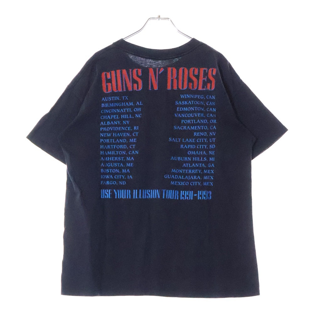 VINTAGE(ヴィンテージ) 90S GUNS N ROSES USE YOUR ILLUSION TOUR ガンズ ユーズユアーイリュージョンツアー プリント 半袖Tシャツ カットソー ネイビー