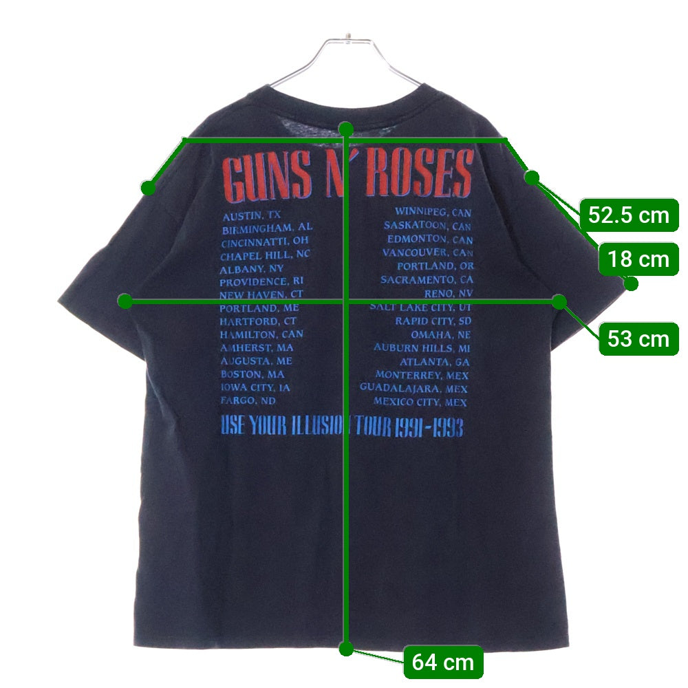 VINTAGE(ヴィンテージ) 90S GUNS N ROSES USE YOUR ILLUSION TOUR ガンズ ユーズユアーイリュージョンツアー プリント 半袖Tシャツ カットソー ネイビー