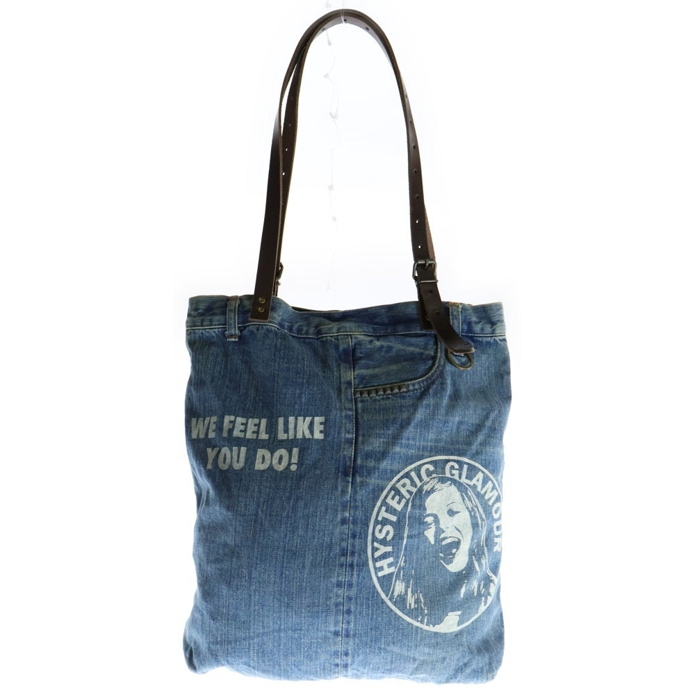 HYSTERIC GLAMOUR(ヒステリックグラマー) 23AW MAKE ME SMILE メイクミースマイル デニム トートバッグ インディゴ