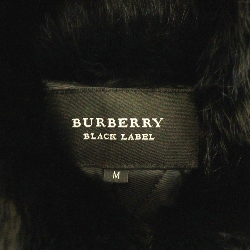 BURBERRY BLACK LABEL(バーバリー ブラックレーベル) ラビットファー襟 キルティングライニング ラムレザー トレンチコート ブラック BMP40-333-09