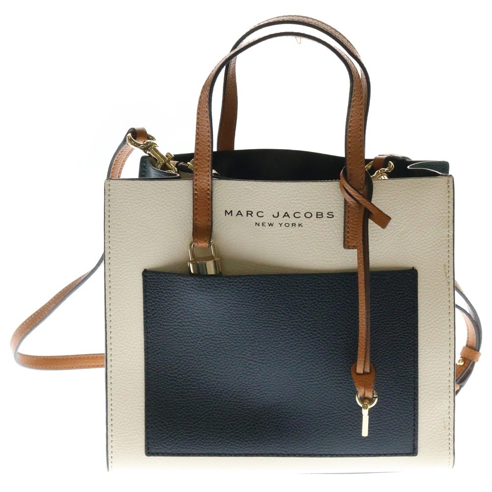 MARC JACOBS(マークジェイコブス) グラインド ミニトートハンド レザー バッグ ブラック/アイボリー M0016132