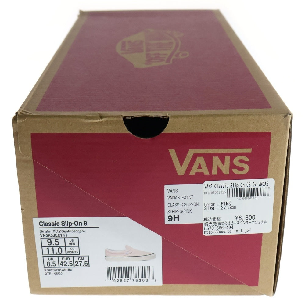VANS(ヴァンズ) CLASSIC SLIP-ON 98 DX クラシックスリッポン98 ローカットスニーカー ピンク US9.5/27.5cm VN0A3JEX1KT