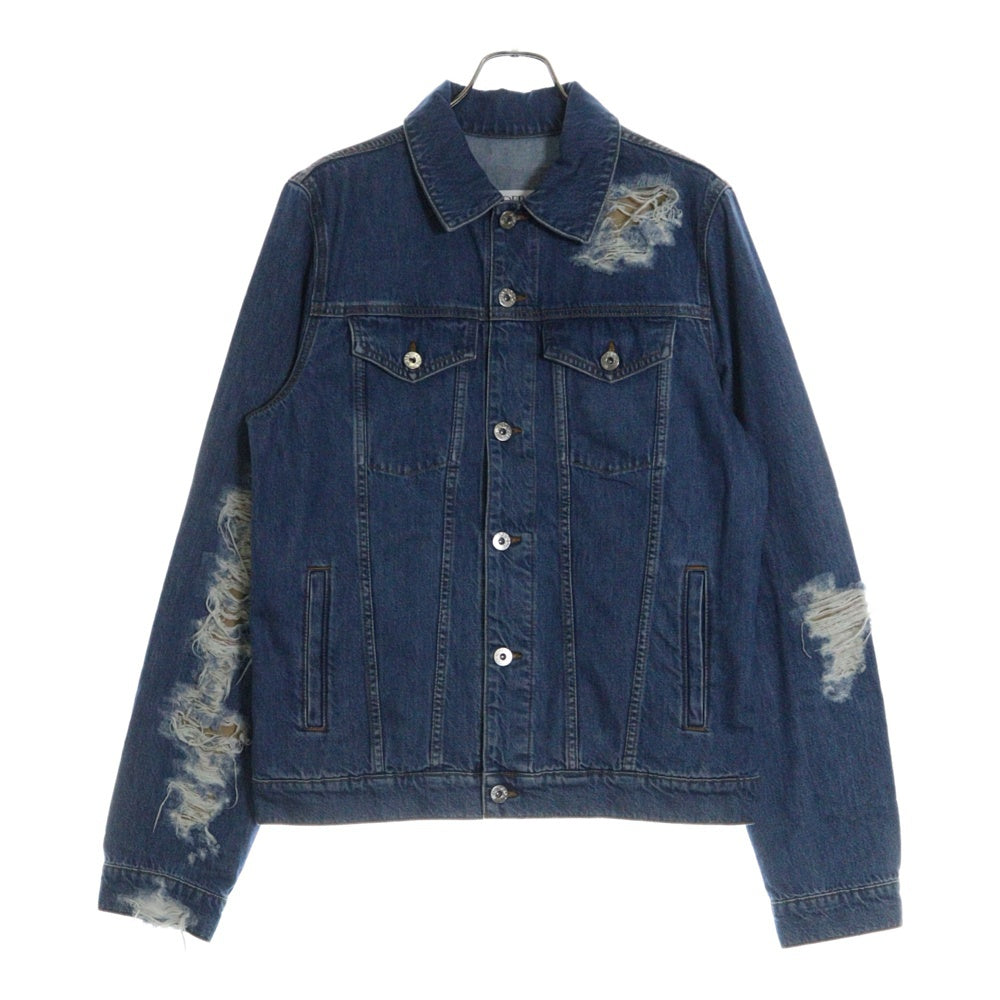 J.W.ANDERSON(ジェー ダブリュー アンダーソン) 23SS DISTRESSED COLLARED BUTTON-UP JACKET ディストレスト カラー ボタンアップ デニムジャケット インディゴ DJ0015PG1164