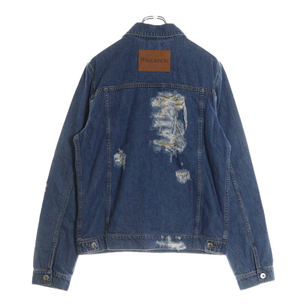 J.W.ANDERSON(ジェー ダブリュー アンダーソン) 23SS DISTRESSED COLLARED BUTTON-UP JACKET ディストレスト カラー ボタンアップ デニムジャケット インディゴ DJ0015PG1164