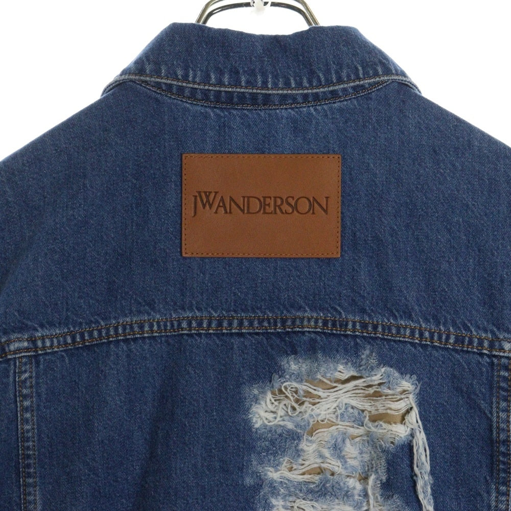 J.W.ANDERSON(ジェー ダブリュー アンダーソン) 23SS DISTRESSED COLLARED BUTTON-UP JACKET ディストレスト カラー ボタンアップ デニムジャケット インディゴ DJ0015PG1164