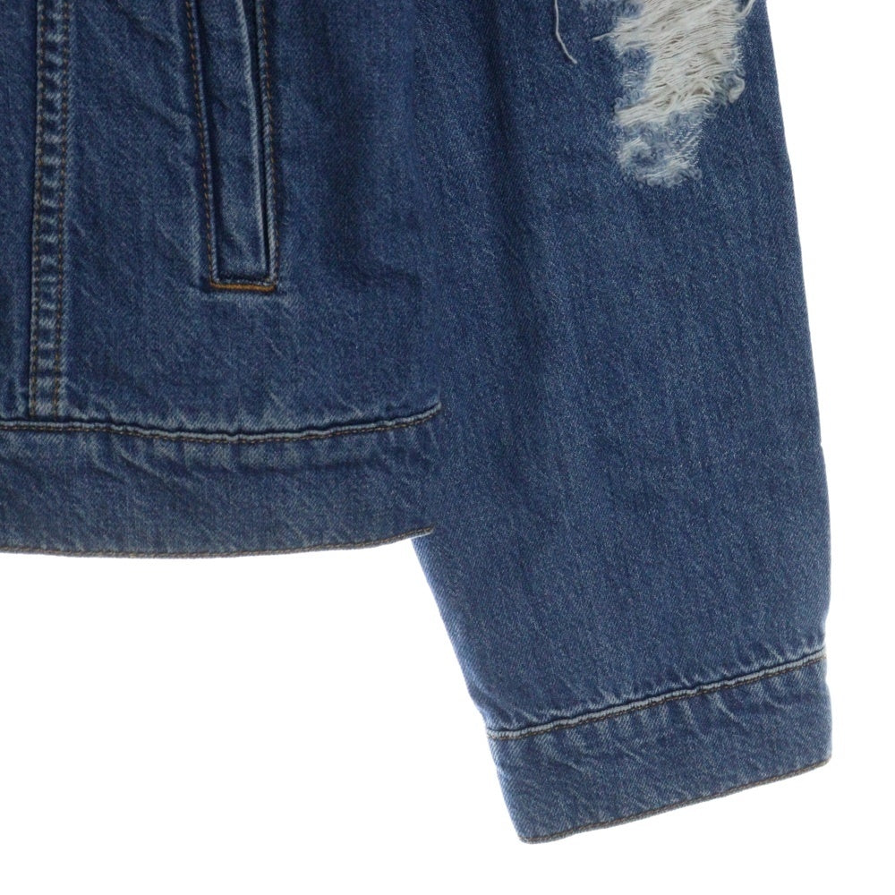J.W.ANDERSON(ジェー ダブリュー アンダーソン) 23SS DISTRESSED COLLARED BUTTON-UP JACKET ディストレスト カラー ボタンアップ デニムジャケット インディゴ DJ0015PG1164