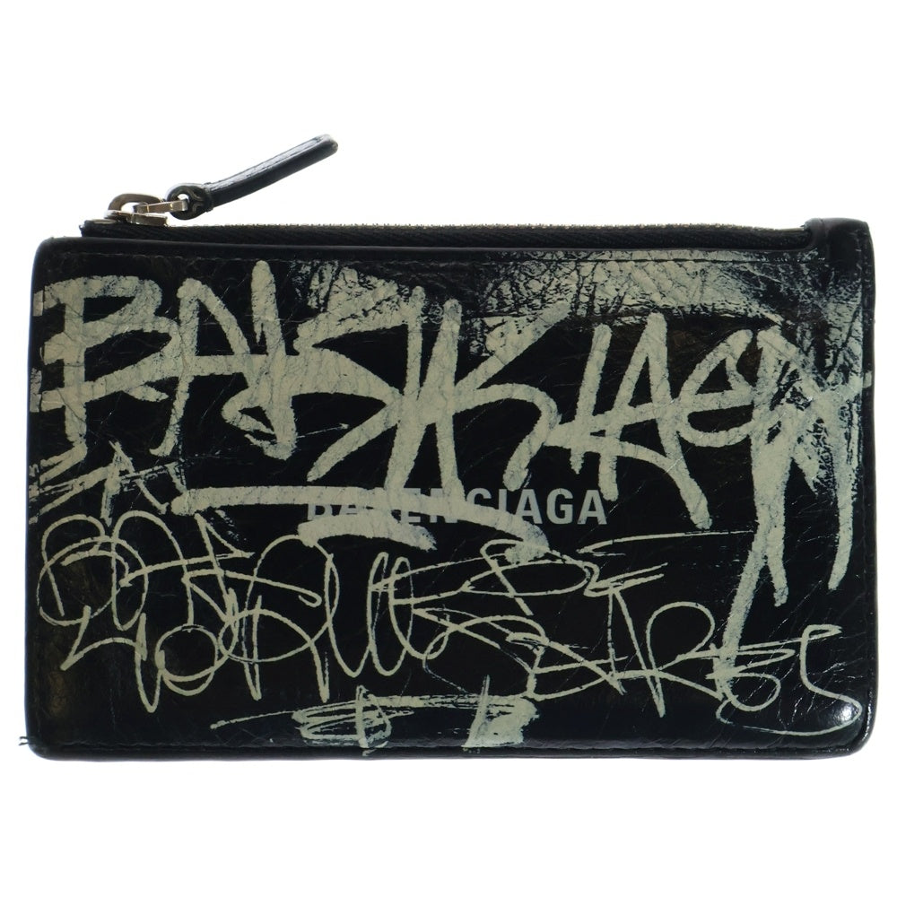 BALENCIAGA(バレンシアガ) GRAFFITI グラフィティ レザー 財布 ウオレット カードケース ブラック 640535 1090 P568148