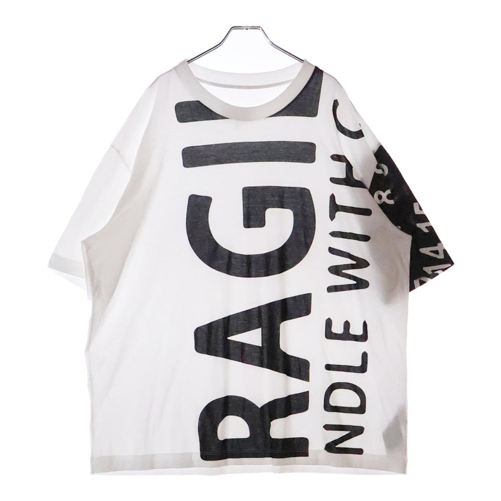 Maison Margiela 10(メゾン マルジェラ) FRAGILE フラジャイル ビッグロゴ オーバーサイズ クルーネック カットソー 半袖Tシャツ ホワイト S50GC0562