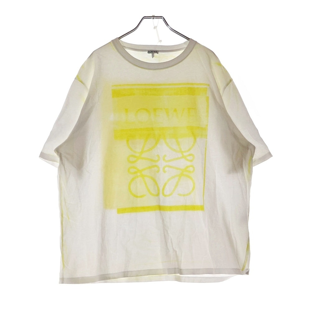 LOEWE(ロエベ) アナグラム フォトコピー クルーネック カットソー 半袖Tシャツ ホワイト/イエロー h526y22x27