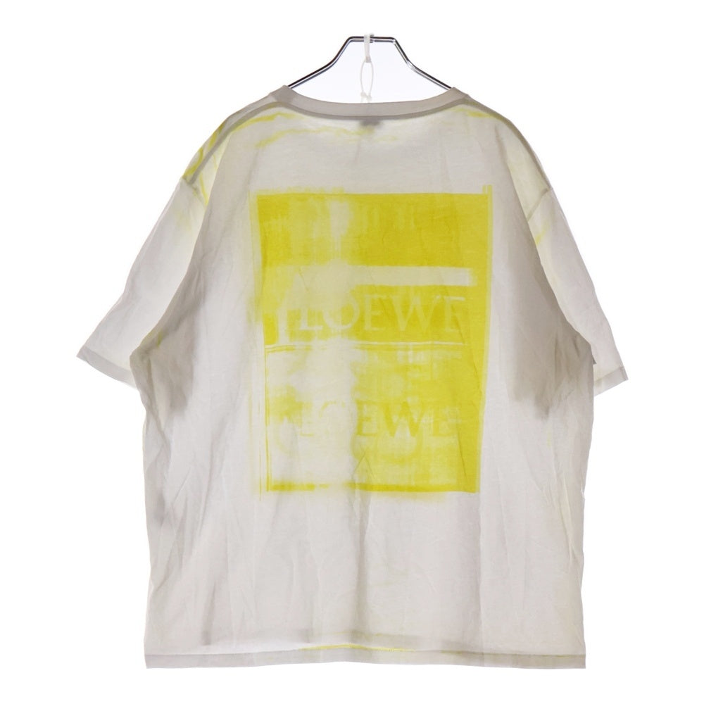 LOEWE(ロエベ) アナグラム フォトコピー クルーネック カットソー 半袖Tシャツ ホワイト/イエロー h526y22x27
