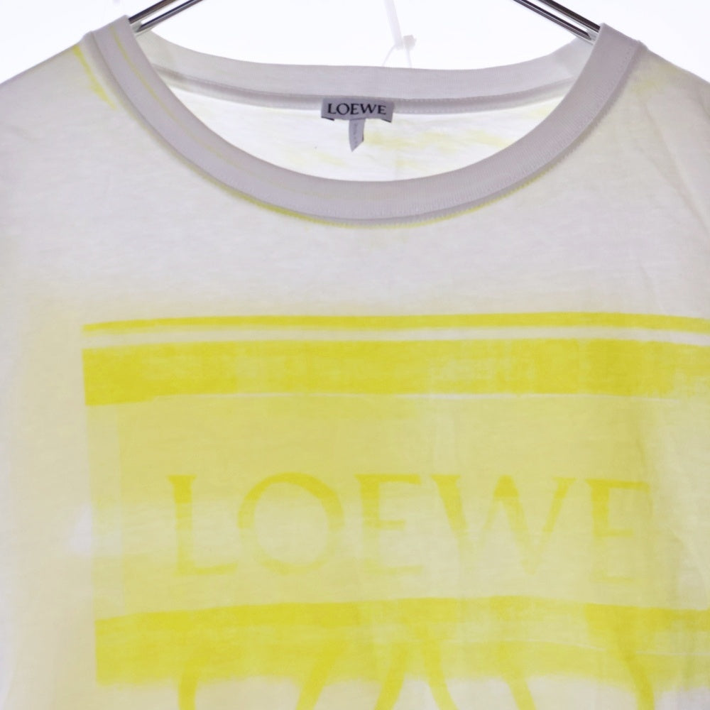 LOEWE(ロエベ) アナグラム フォトコピー クルーネック カットソー 半袖Tシャツ ホワイト/イエロー h526y22x27