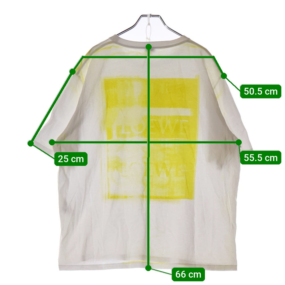 LOEWE(ロエベ) アナグラム フォトコピー クルーネック カットソー 半袖Tシャツ ホワイト/イエロー h526y22x27