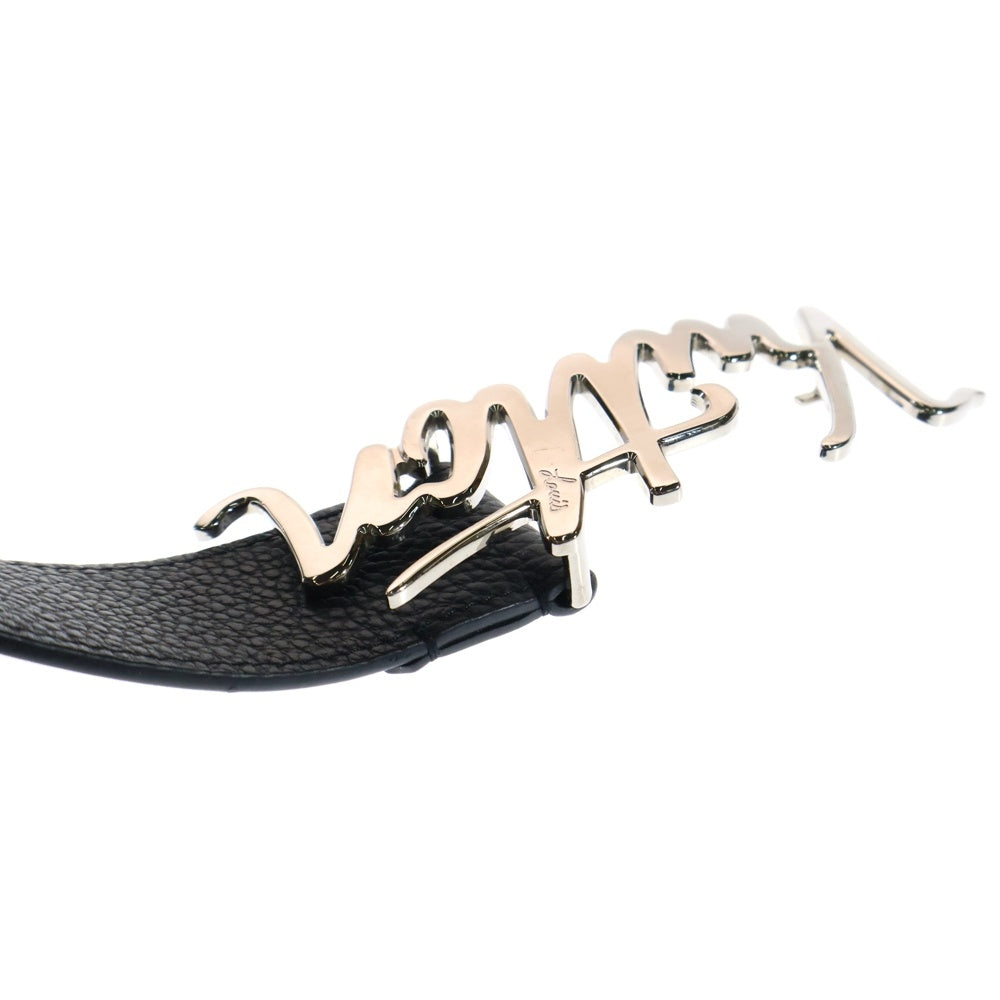 LOUIS VUITTON(ルイヴィトン) サンチュール LVオートグラフ ロゴバックル レザー ベルト ブラック/シルバー M0187