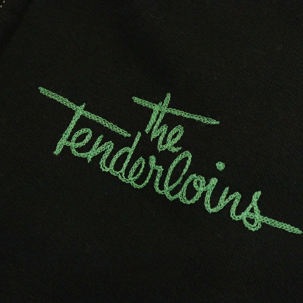 TENDERLOIN(テンダーロイン) 05AW T-ZIP UP PARKA チェーンステッチロゴ コットン スウェット ジップアップパーカー ブラック/グリーン