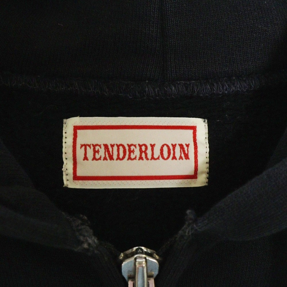 TENDERLOIN(テンダーロイン) 05AW T-ZIP UP PARKA チェーンステッチロゴ コットン スウェット ジップアップパーカー ブラック/グリーン