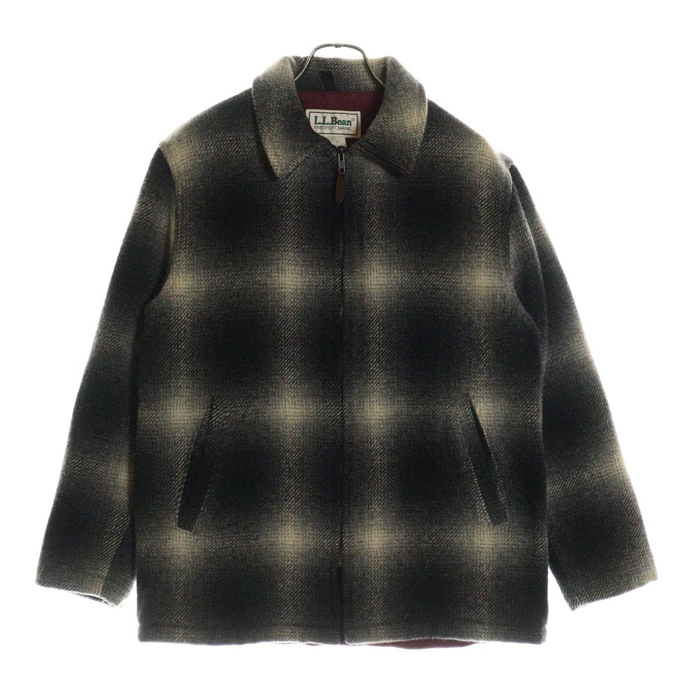 L.L.Bean(エルエルビーン) 80S VINTAGE ヴィンテージ USA製 オンブレチェック ウールナイロン ジップアップジャケット ブラック/グレー