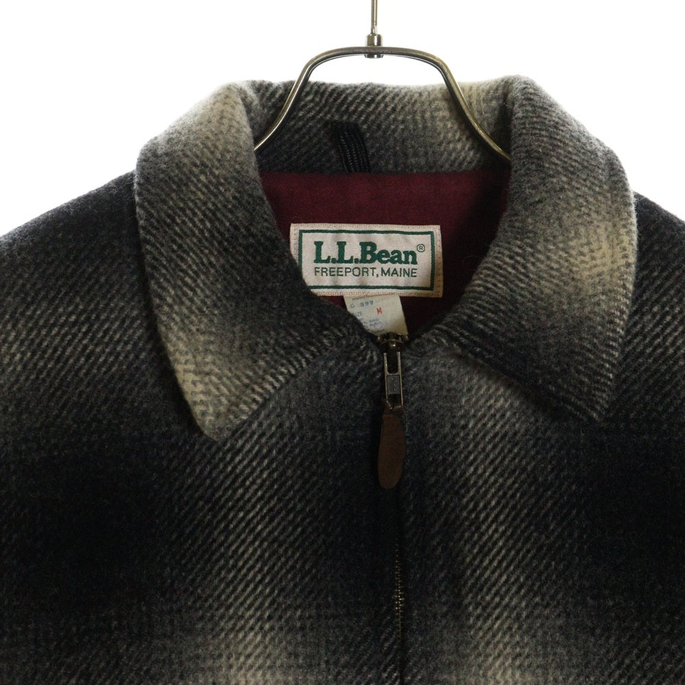 L.L.Bean(エルエルビーン) 80S VINTAGE ヴィンテージ USA製 オンブレチェック ウールナイロン ジップアップジャケット ブラック/グレー