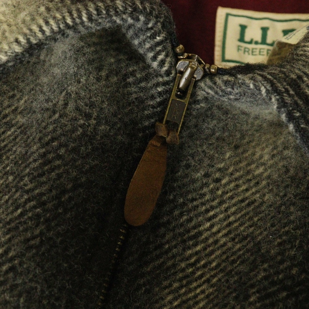 L.L.Bean(エルエルビーン) 80S VINTAGE ヴィンテージ USA製 オンブレチェック ウールナイロン ジップアップジャケット ブラック/グレー