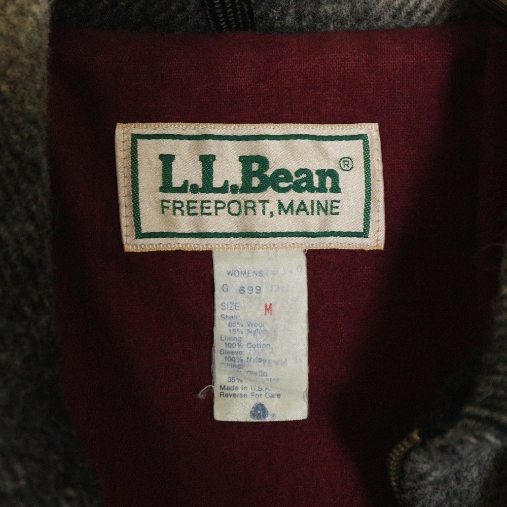 L.L.Bean(エルエルビーン) 80S VINTAGE ヴィンテージ USA製 オンブレチェック ウールナイロン ジップアップジャケット ブラック/グレー