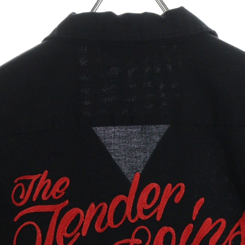TENDERLOIN(テンダーロイン) T-BOWL SHT チェーンステッチロゴ コットンポリ 半袖 ボーリングシャツ ブラック/レッド