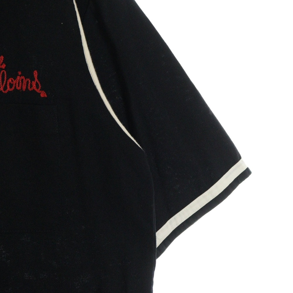 TENDERLOIN(テンダーロイン) T-BOWL SHT チェーンステッチロゴ コットンポリ 半袖 ボーリングシャツ ブラック/レッド